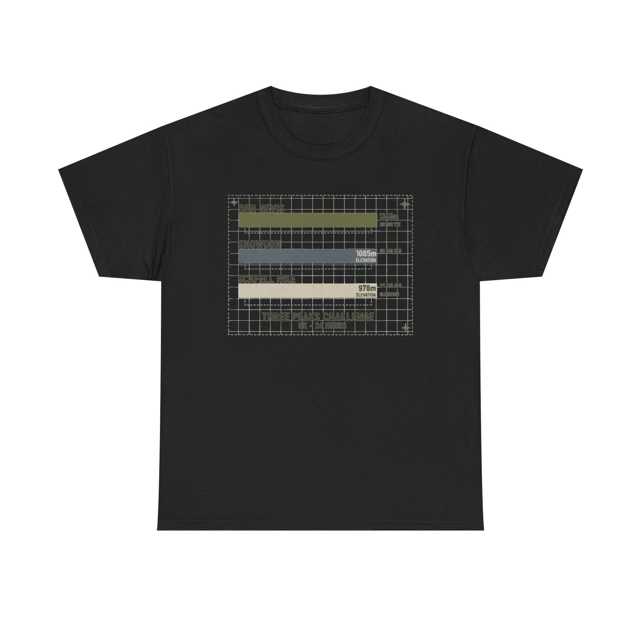 Three Peaks Challenge Graphic T-Shirt — Retro UK Mountain Hiking Tee