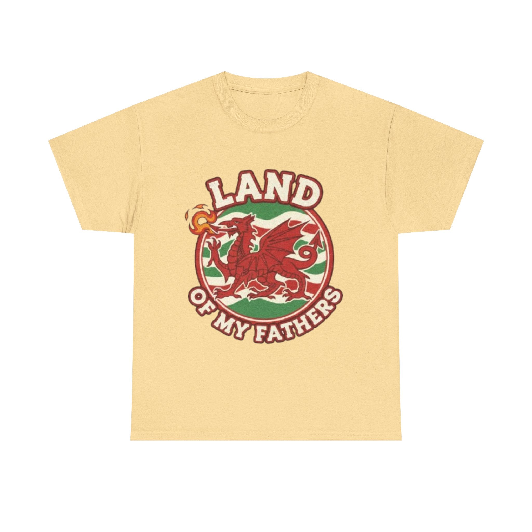 Land of My Fathers T‑Shirt — Welsh Dragon Vintage Crest Tee