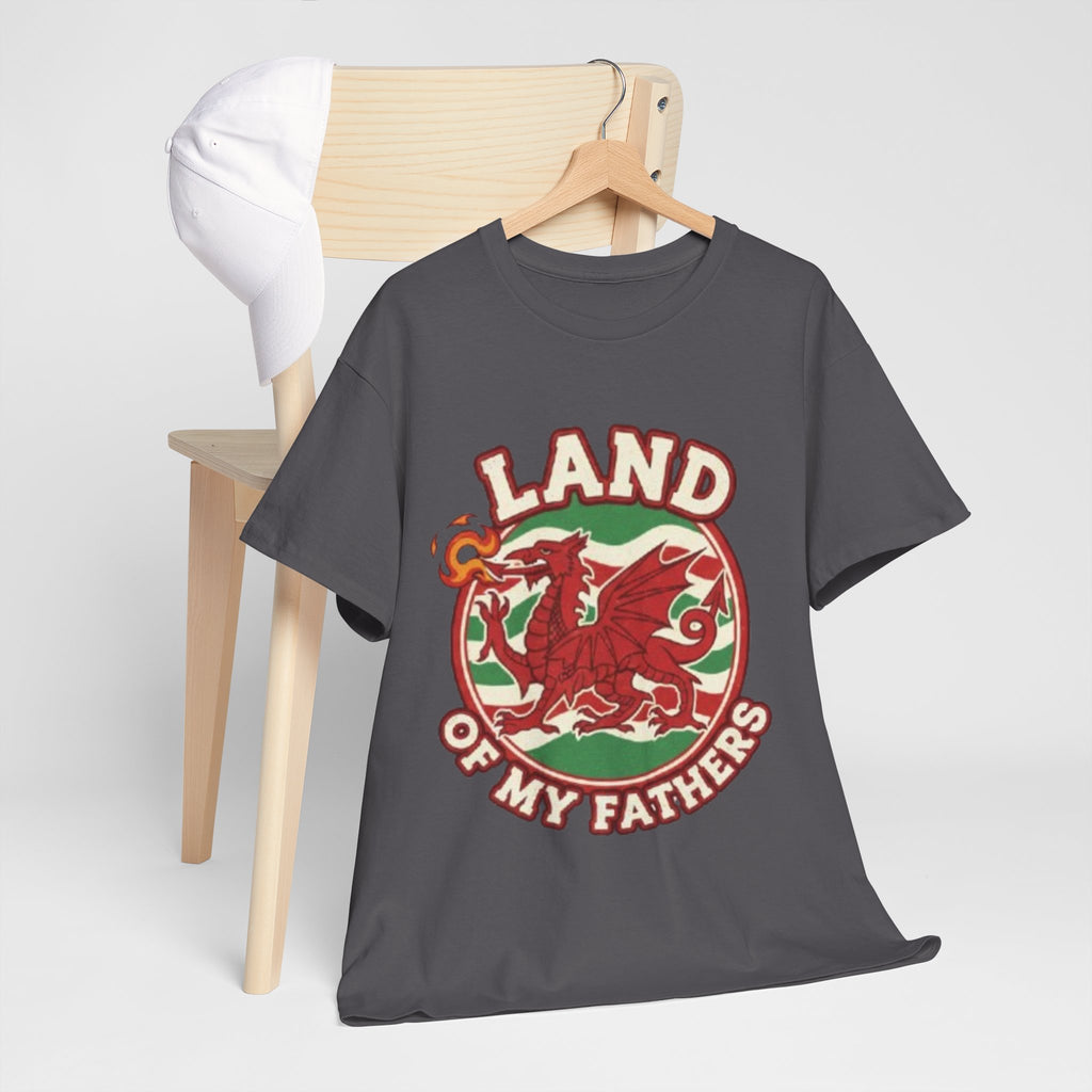 Land of My Fathers T‑Shirt — Welsh Dragon Vintage Crest Tee