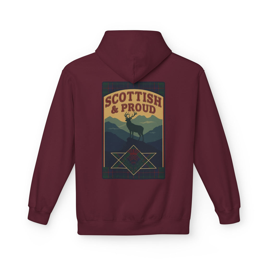 Scottish Hoodie — "Scottish & Proud" Vintage Stag Graphic Pullover