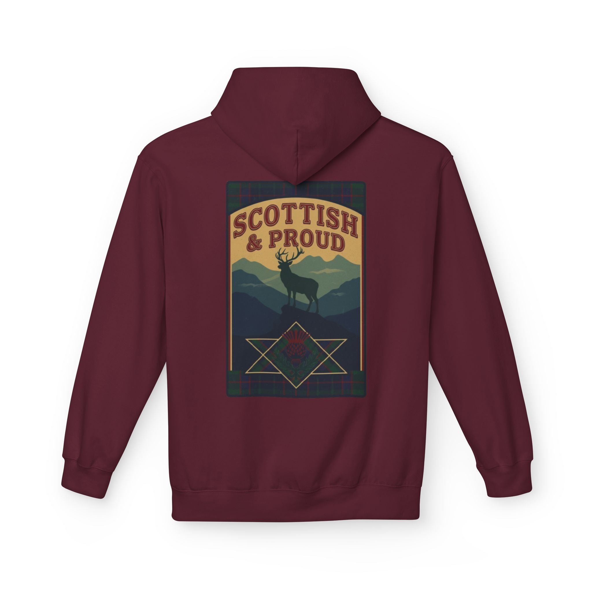 Scottish Hoodie — "Scottish & Proud" Vintage Stag Graphic Pullover