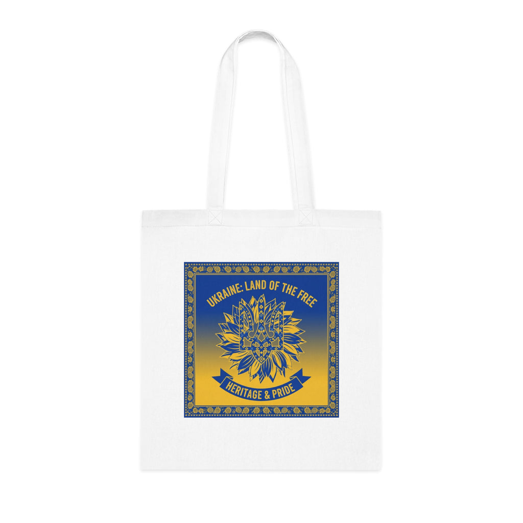 Ukraine Heritage & Pride Cotton Tote — Land of the Free Sunflower Design
