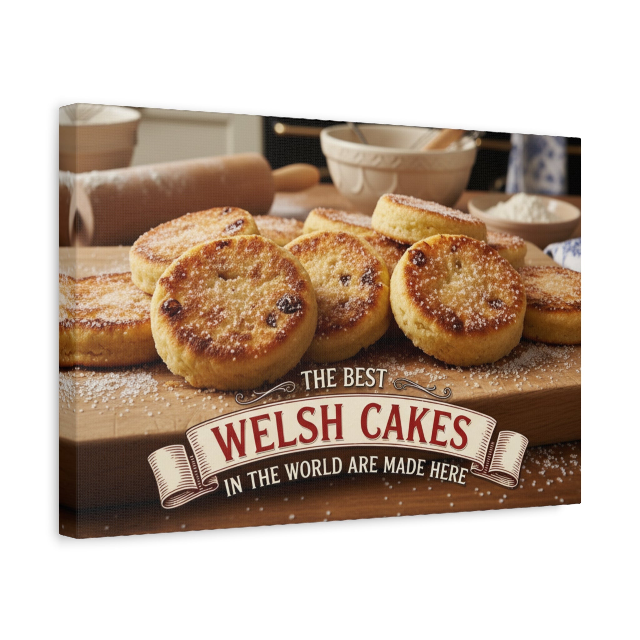 Welsh Cakes Canvas Wall Art — "The Best Welsh Cakes in the World Are Made Here" Kitchen Decor
