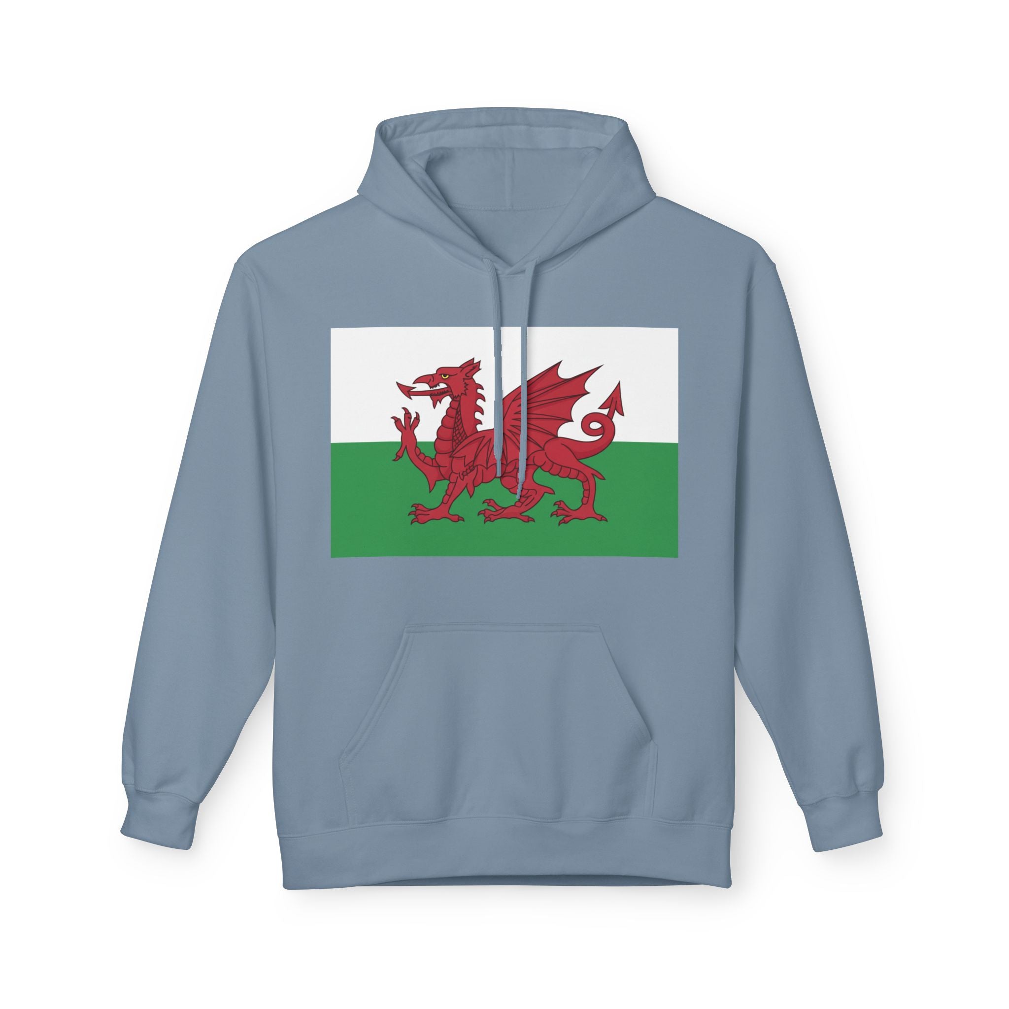 Welsh Dragon Hoodie — Retro Flag Front & Cute Red Dragon Back