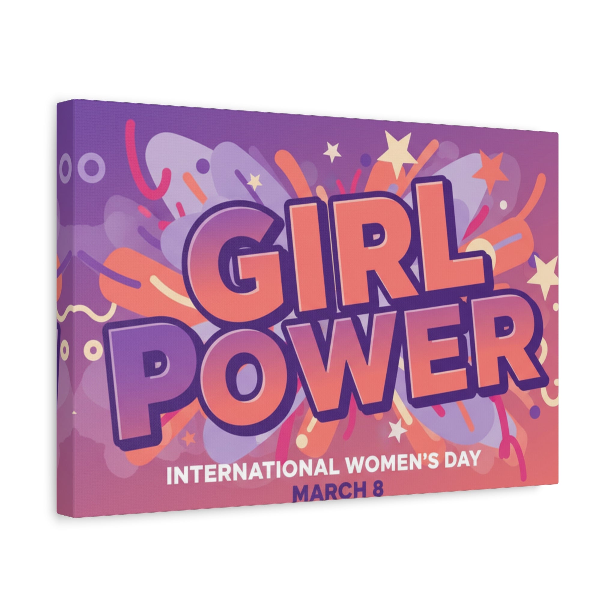 Girl Power Matte Canvas Print — International Women's Day March 8 Wall Art
