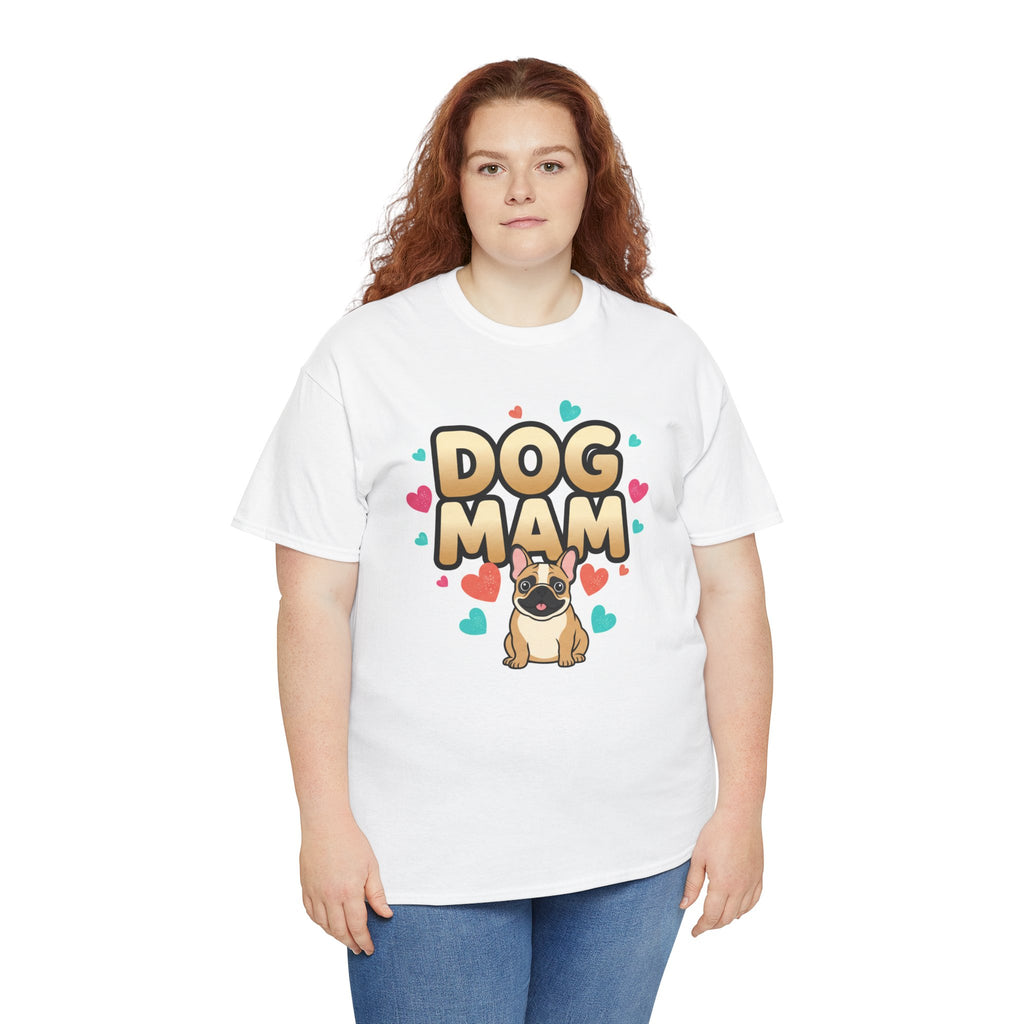 Dog Mom T-Shirt — Cute Pug Design with Hearts, Perfect Gift for Dog Lovers