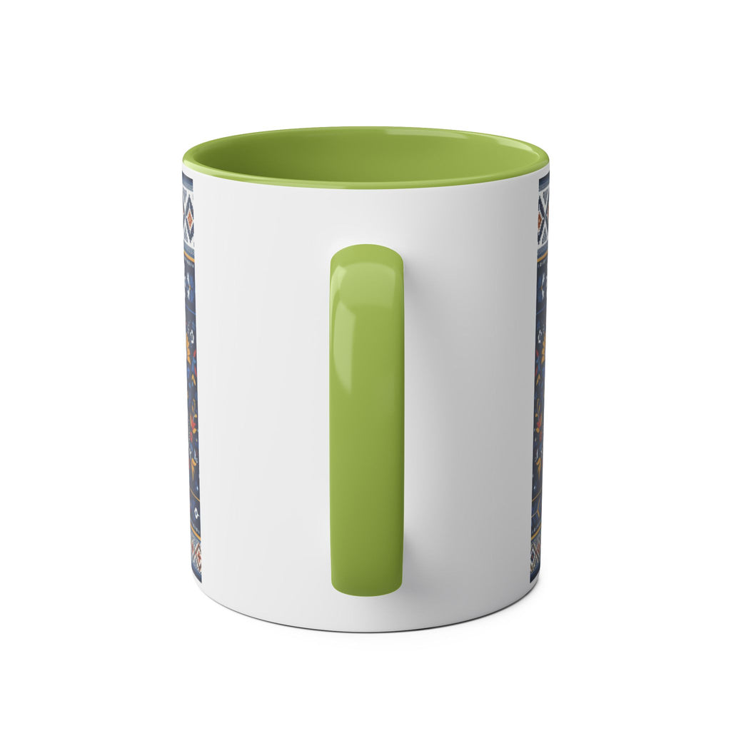 Ukraine Sunflowers Ceramic Mug — Two-Tone 11oz Coffee Cup with Ukrainian Folk Pattern