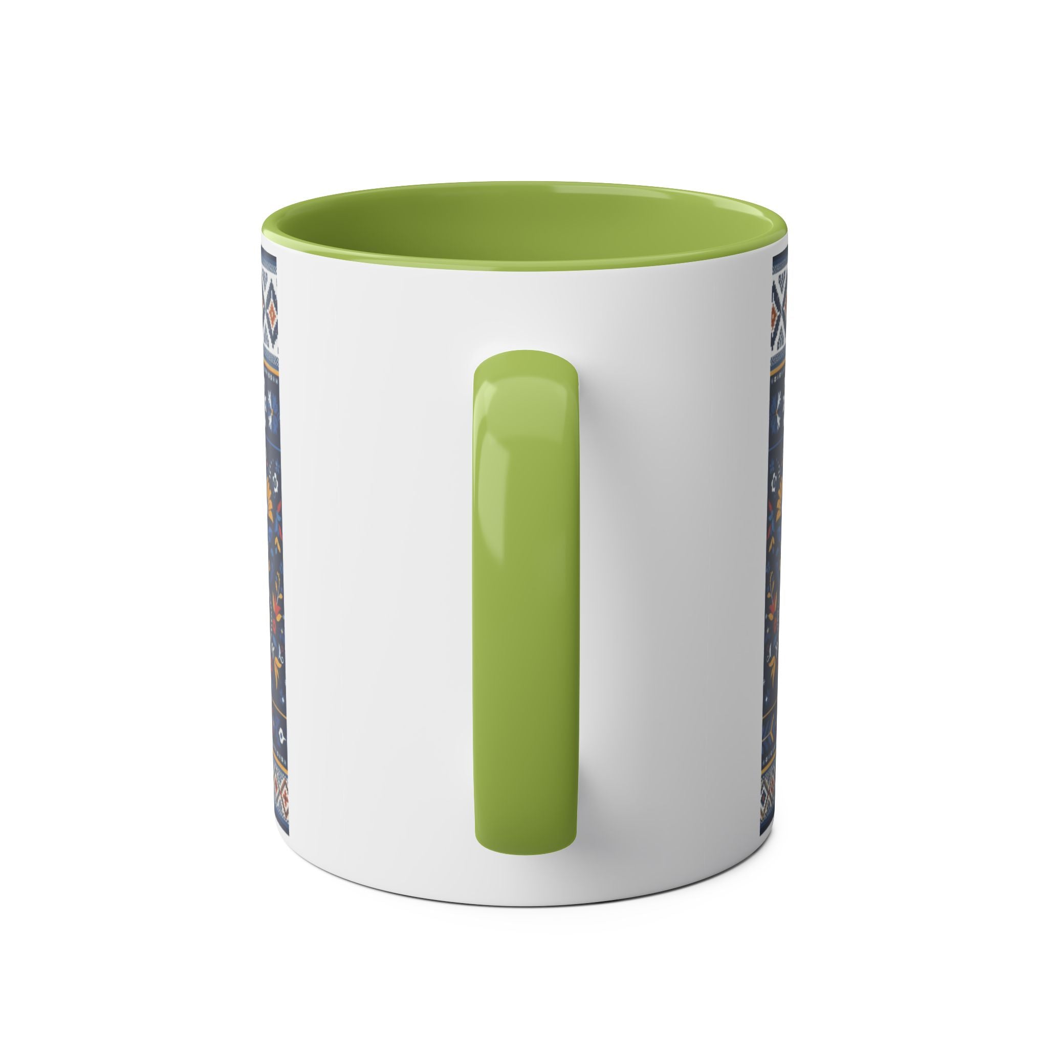 Ukraine Sunflowers Ceramic Mug — Two-Tone 11oz Coffee Cup with Ukrainian Folk Pattern