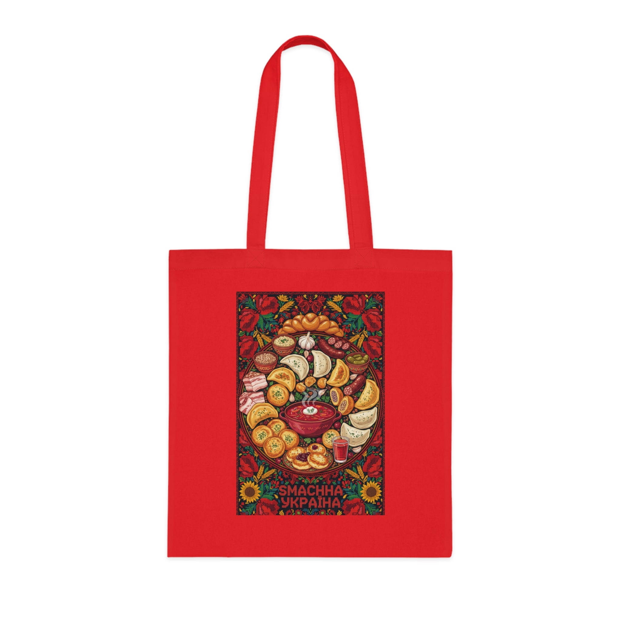 Ukrainian Harvest Cotton Tote — Traditional Pysanka & Sunflower Market Bag