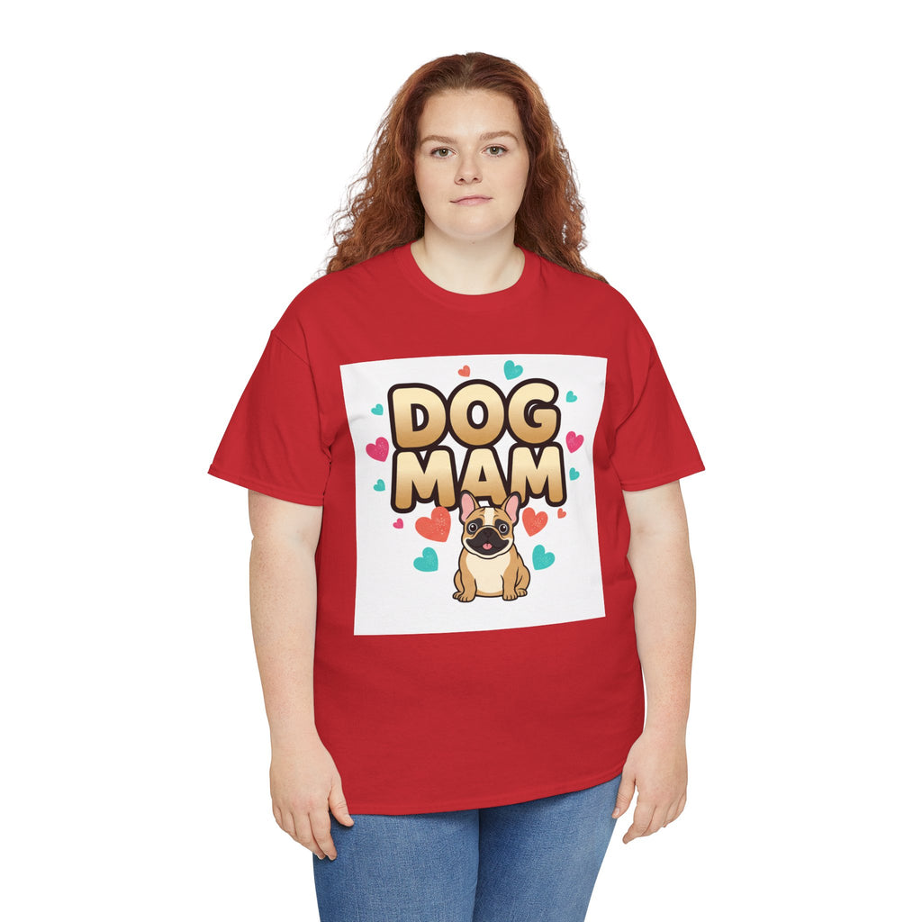 Dog Mom T-Shirt — Cute Pug Design with Hearts, Perfect Gift for Dog Lovers