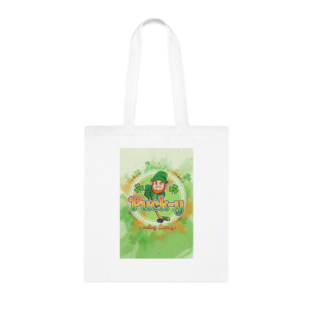 St. Patrick's Day 'Pluck-y Lucky' Green Leprechaun Cotton Tote Bag