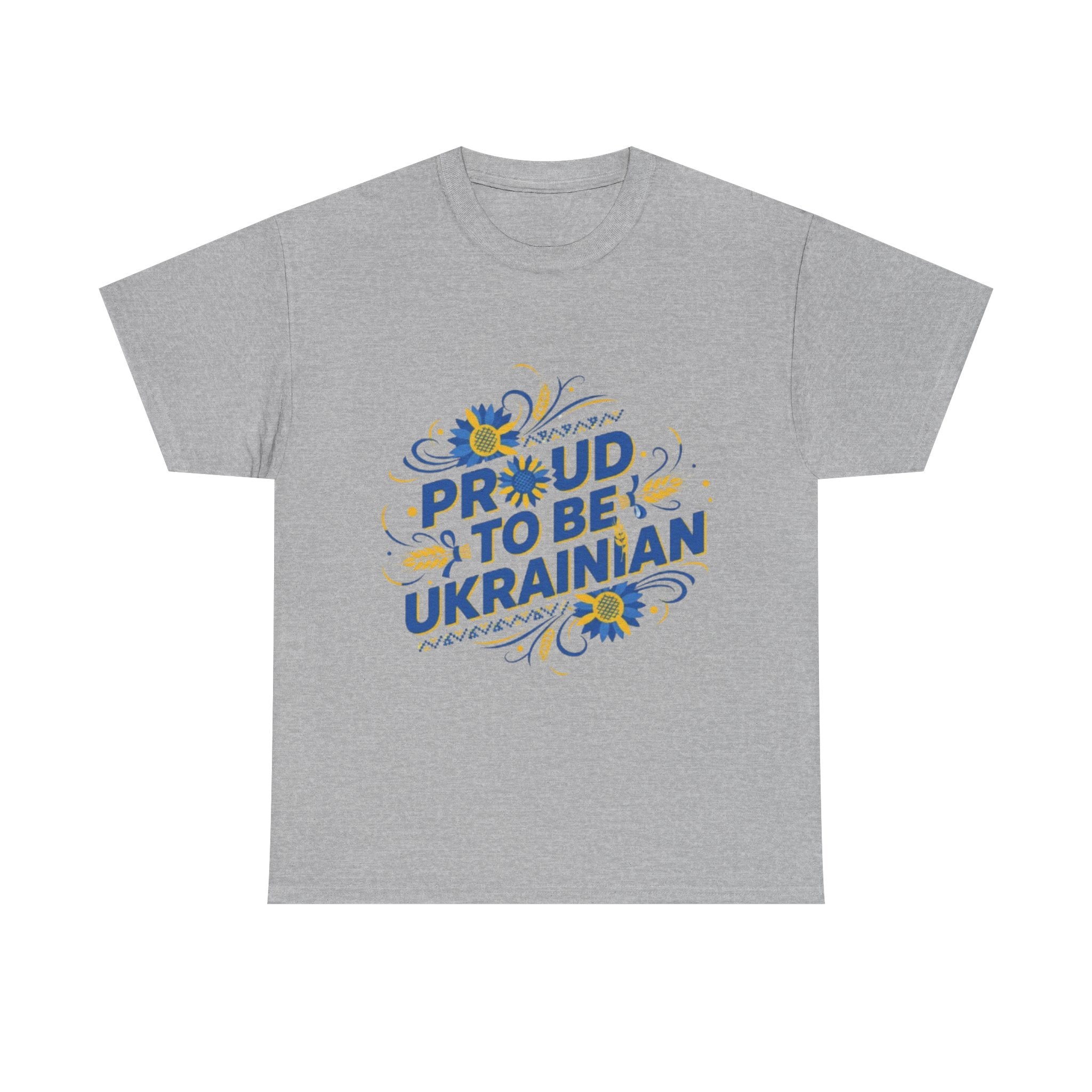 Proud to Be Ukrainian T-Shirt — Blue & Yellow Floral Pride Tee