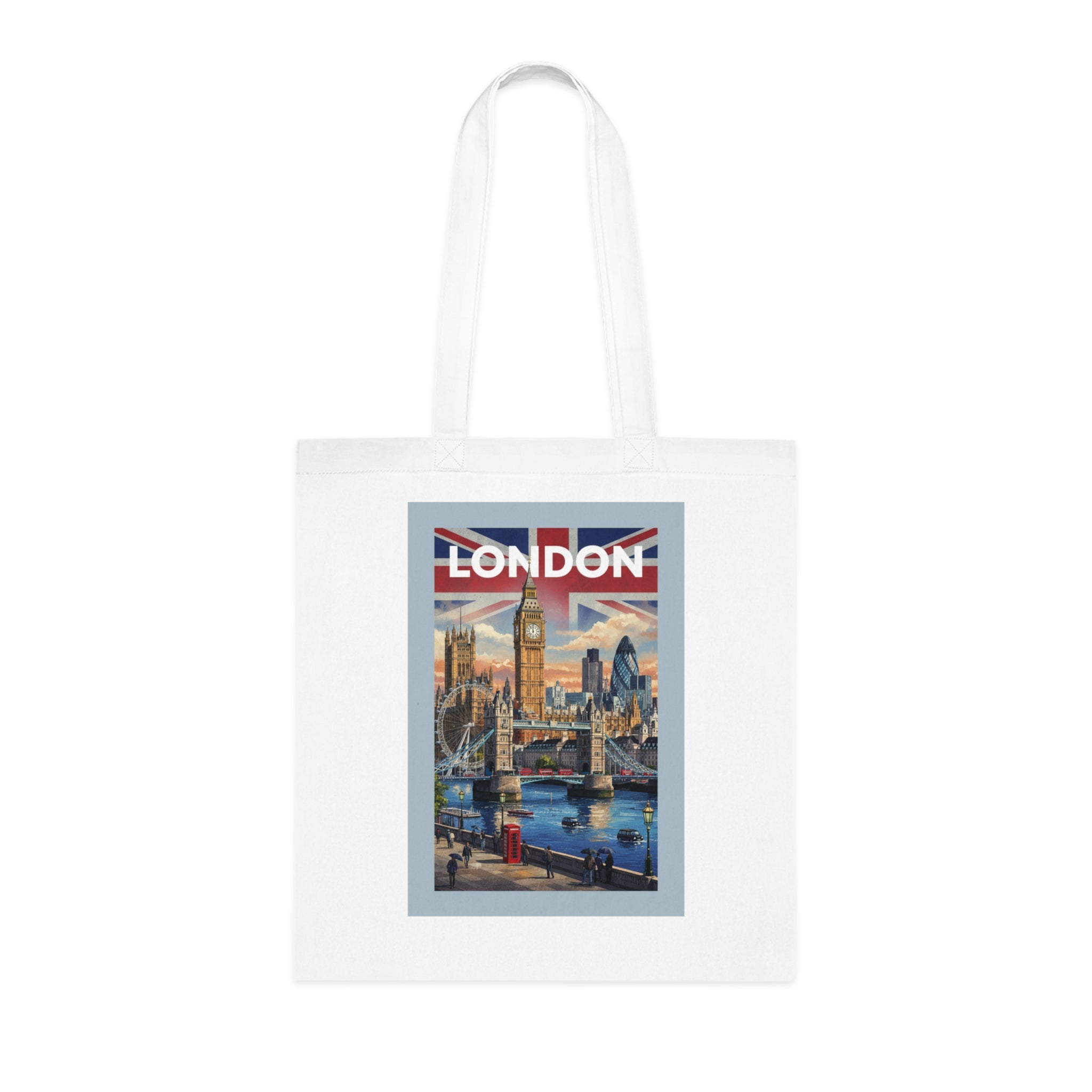 London Vintage Travel Tote Bag — Big Ben & Union Jack Cotton Shopper