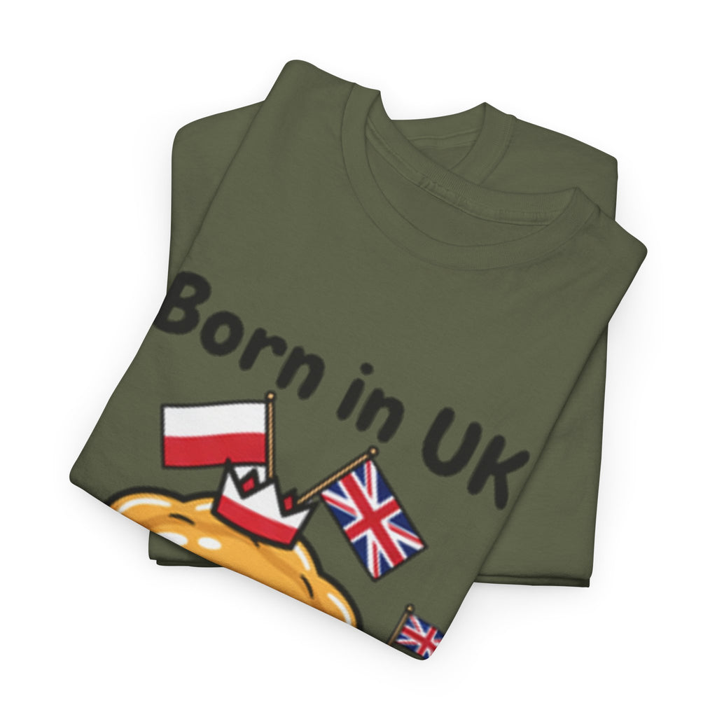 Born in UK Pierogi T‑Shirt — Funny Polish‑British Pride Tee