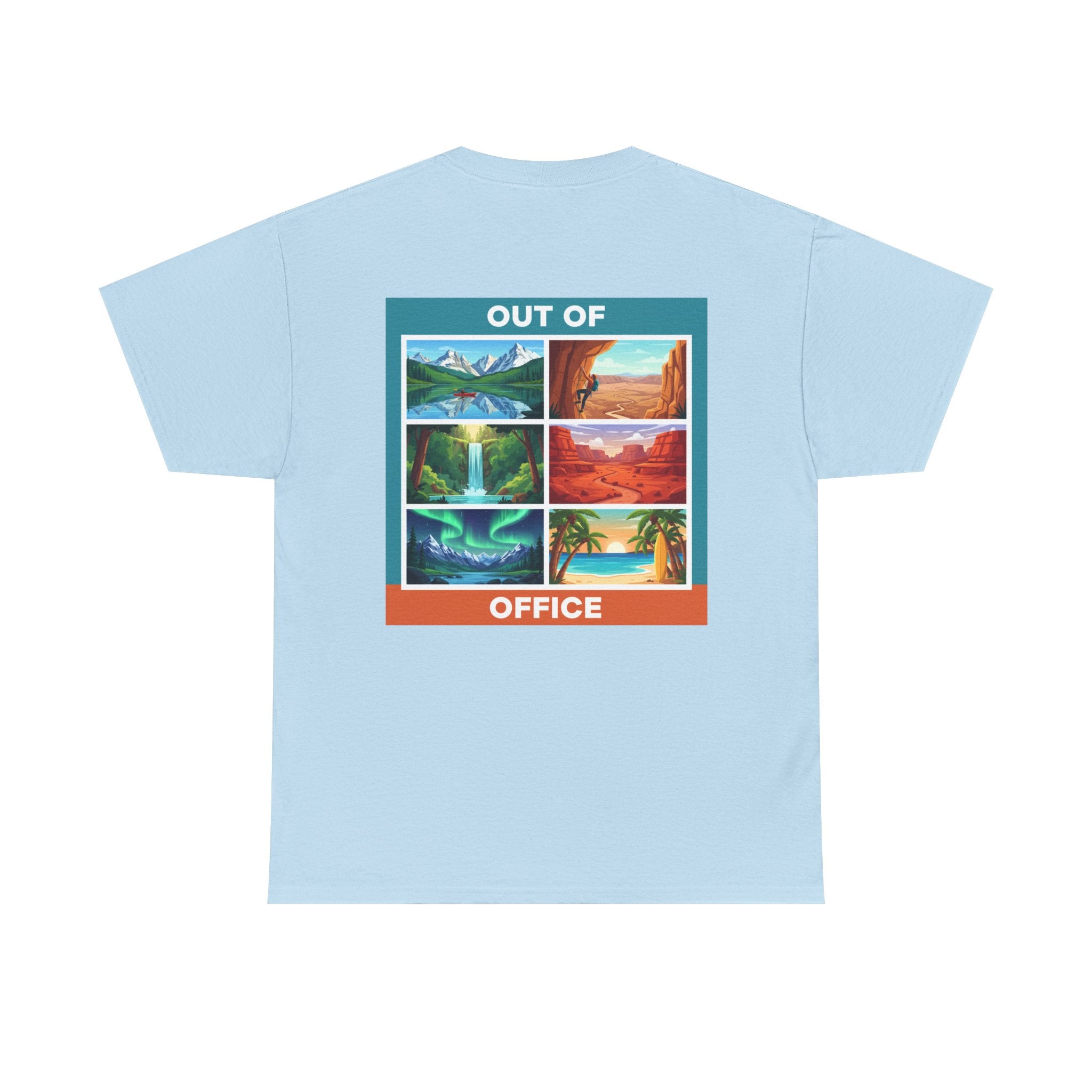 Out of Office Scenic Tee — Vintage Postcard Nature Graphic T-Shirt