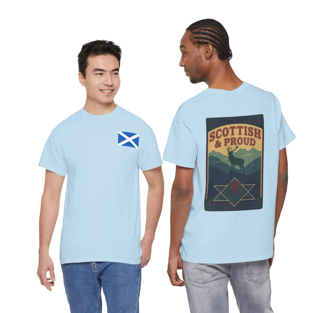 Scottish & Proud T‑Shirt — Retro Stag Scotland Flag Tee