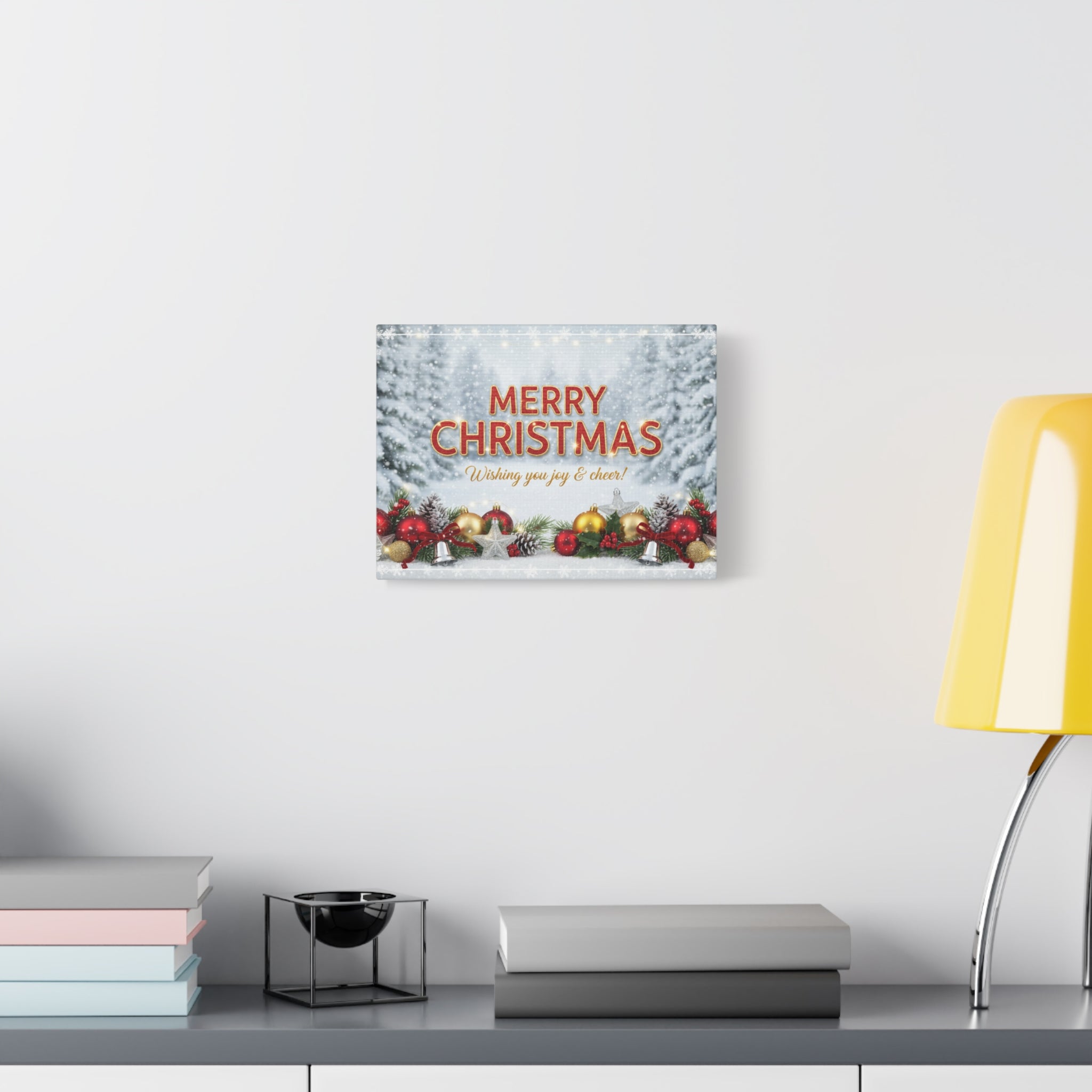 Christmas Canvas Wall Art — "Merry Christmas, Wishing You Joy & Cheer"