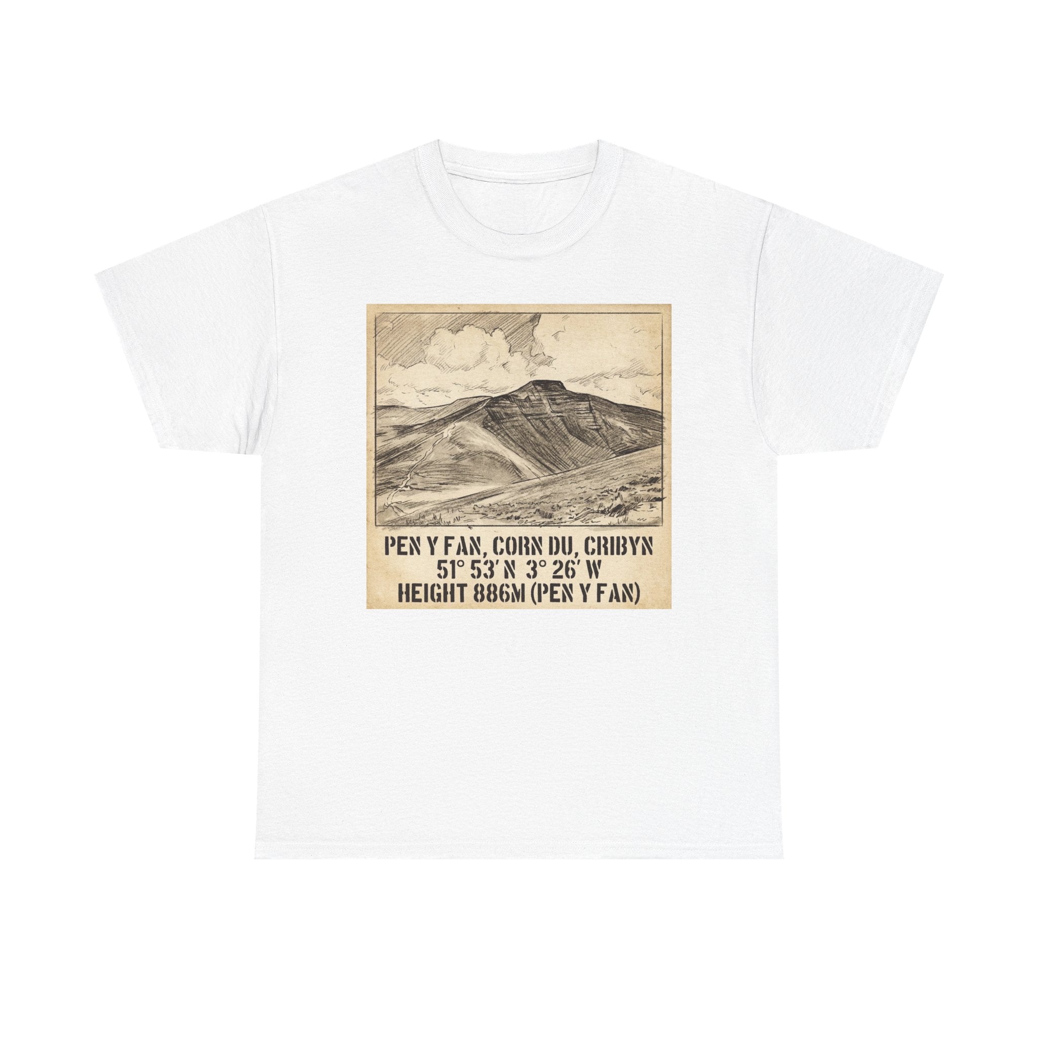 Pen y Fan Summit Coordinates T-Shirt — Vintage Mountain Peak Tee