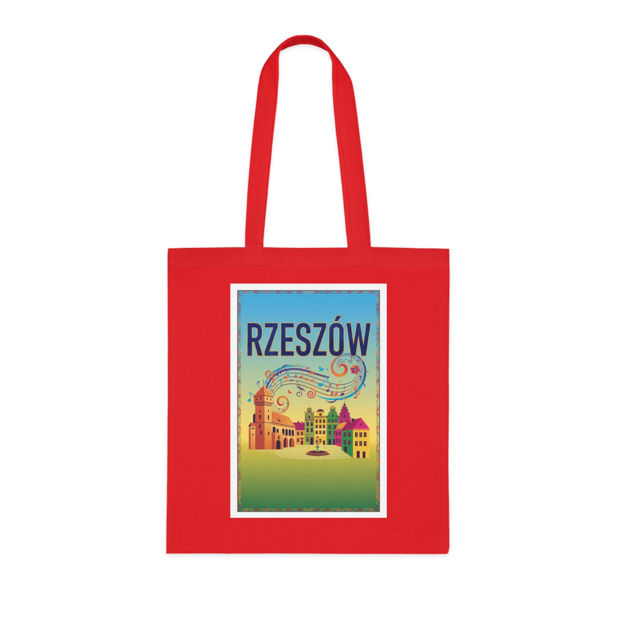 Rzeszów Vintage Travel Cotton Tote Bag — Colorful Cityscape Market Bag