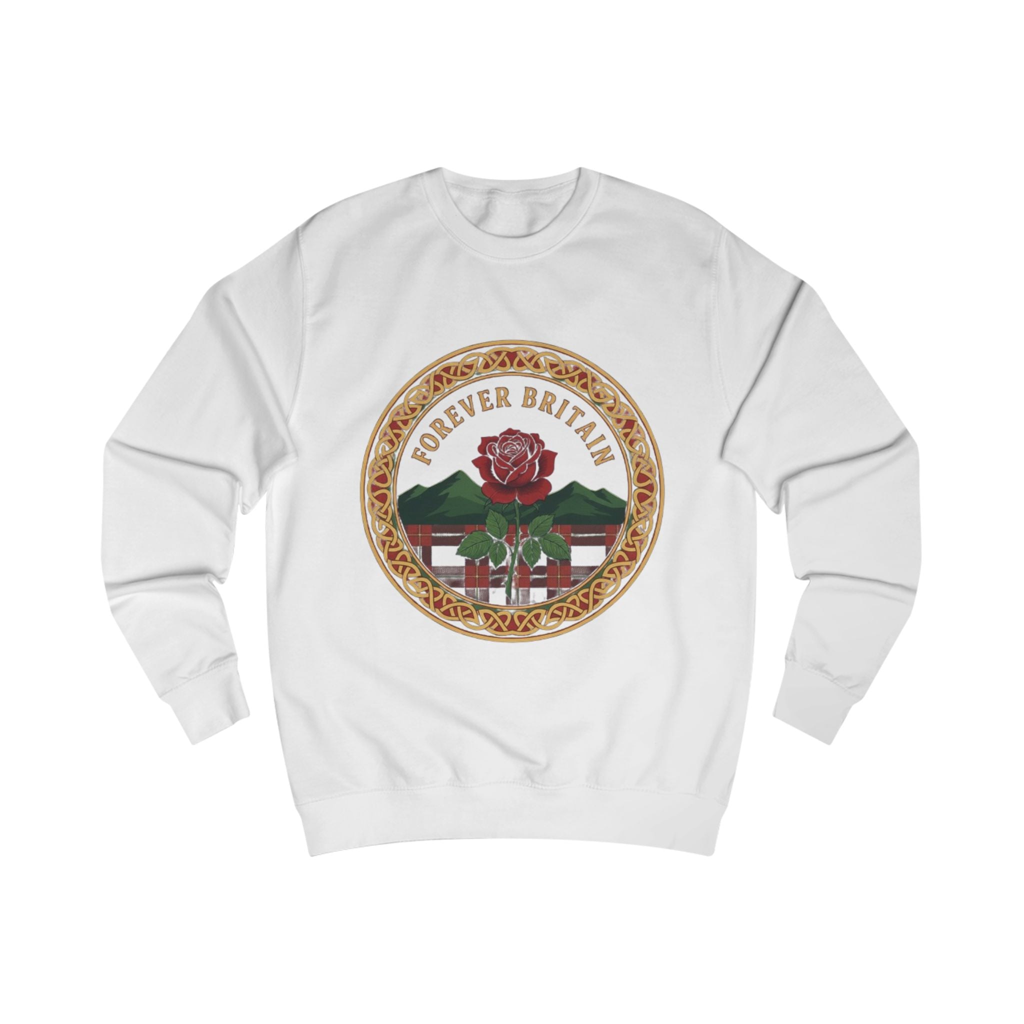 Forever Britain Sweatshirt — Red Rose Celtic Crest Pullover