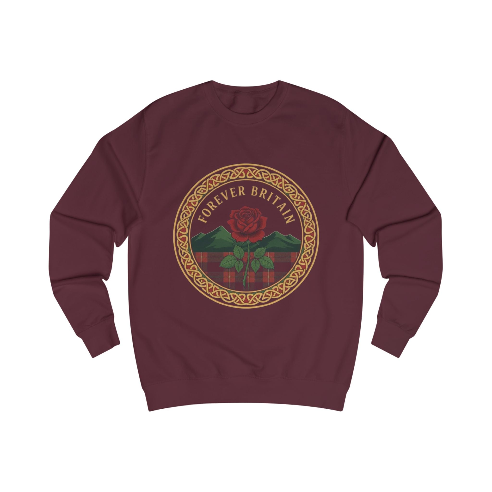 Forever Britain Sweatshirt — Red Rose Celtic Crest Pullover