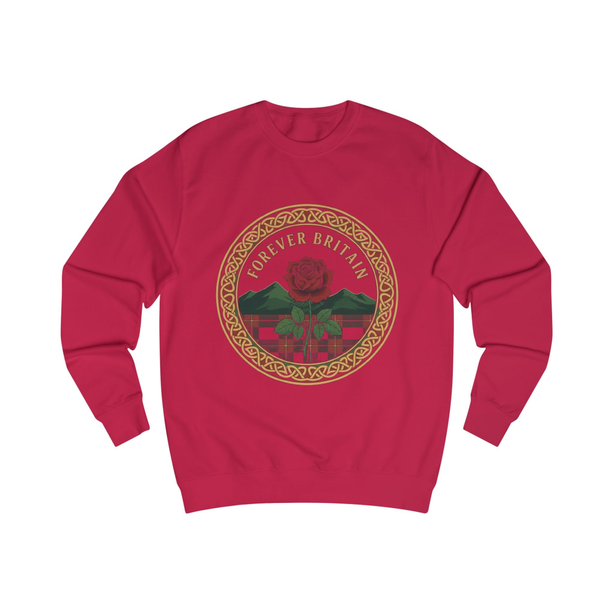 Forever Britain Sweatshirt — Red Rose Celtic Crest Pullover
