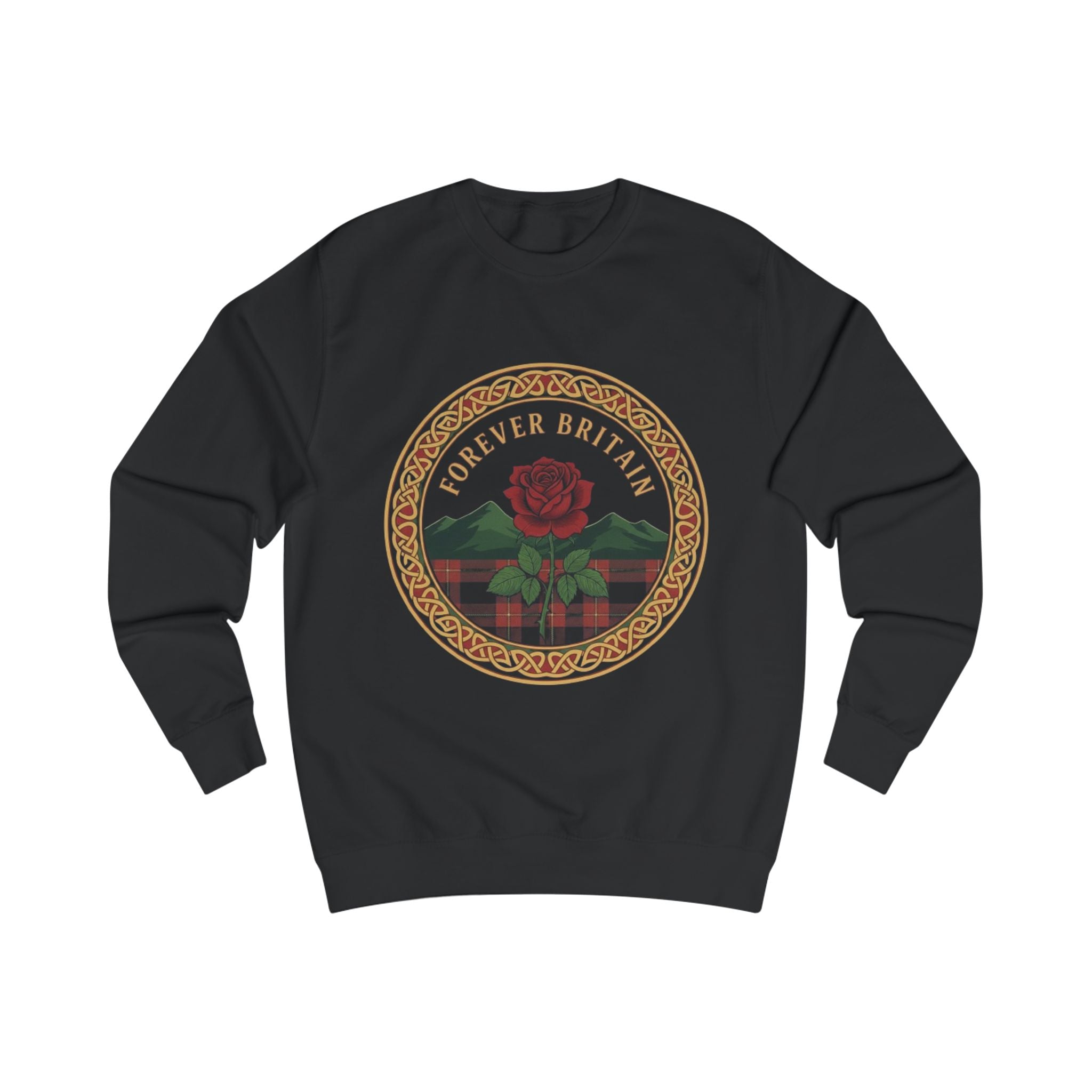 Forever Britain Sweatshirt — Red Rose Celtic Crest Pullover