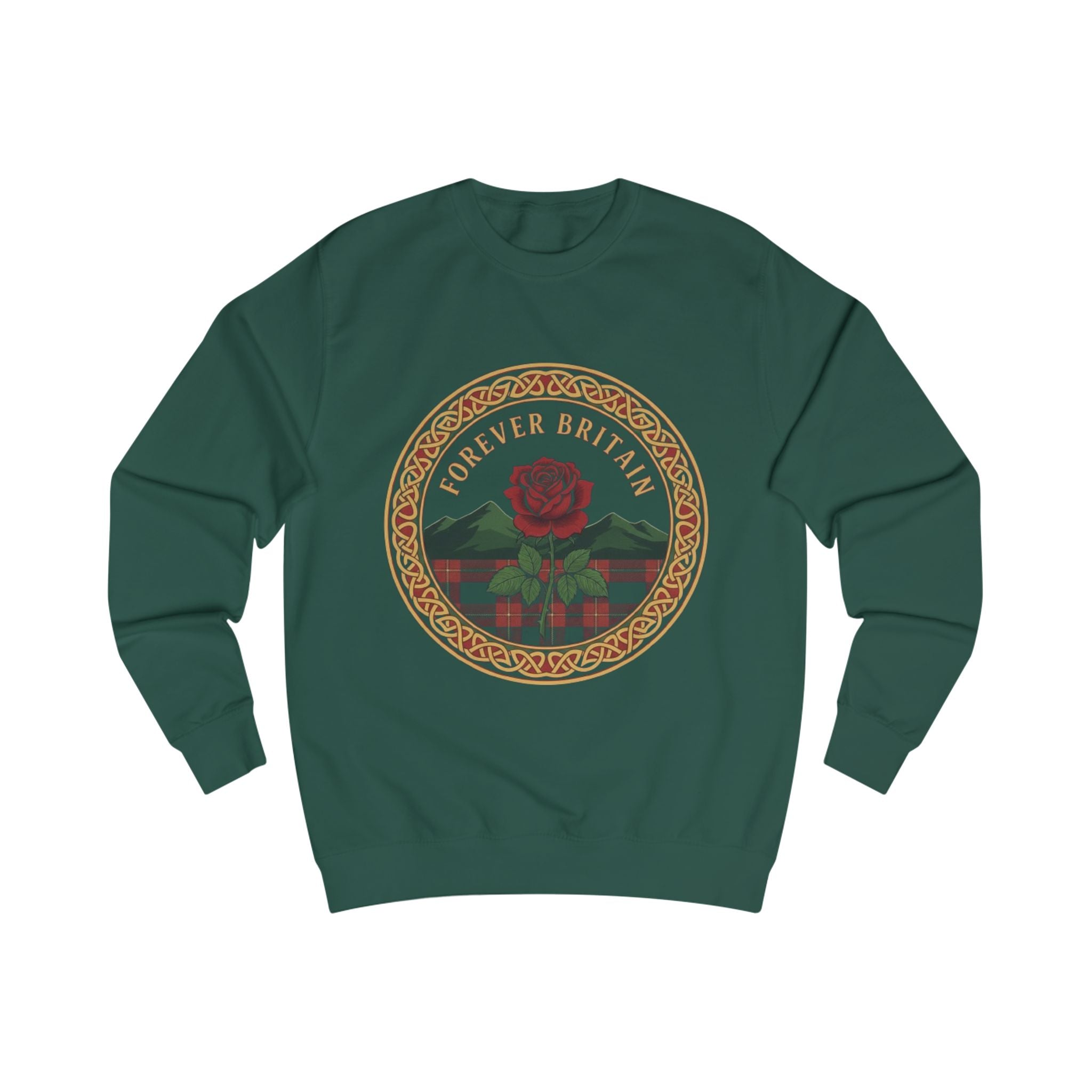 Forever Britain Sweatshirt — Red Rose Celtic Crest Pullover