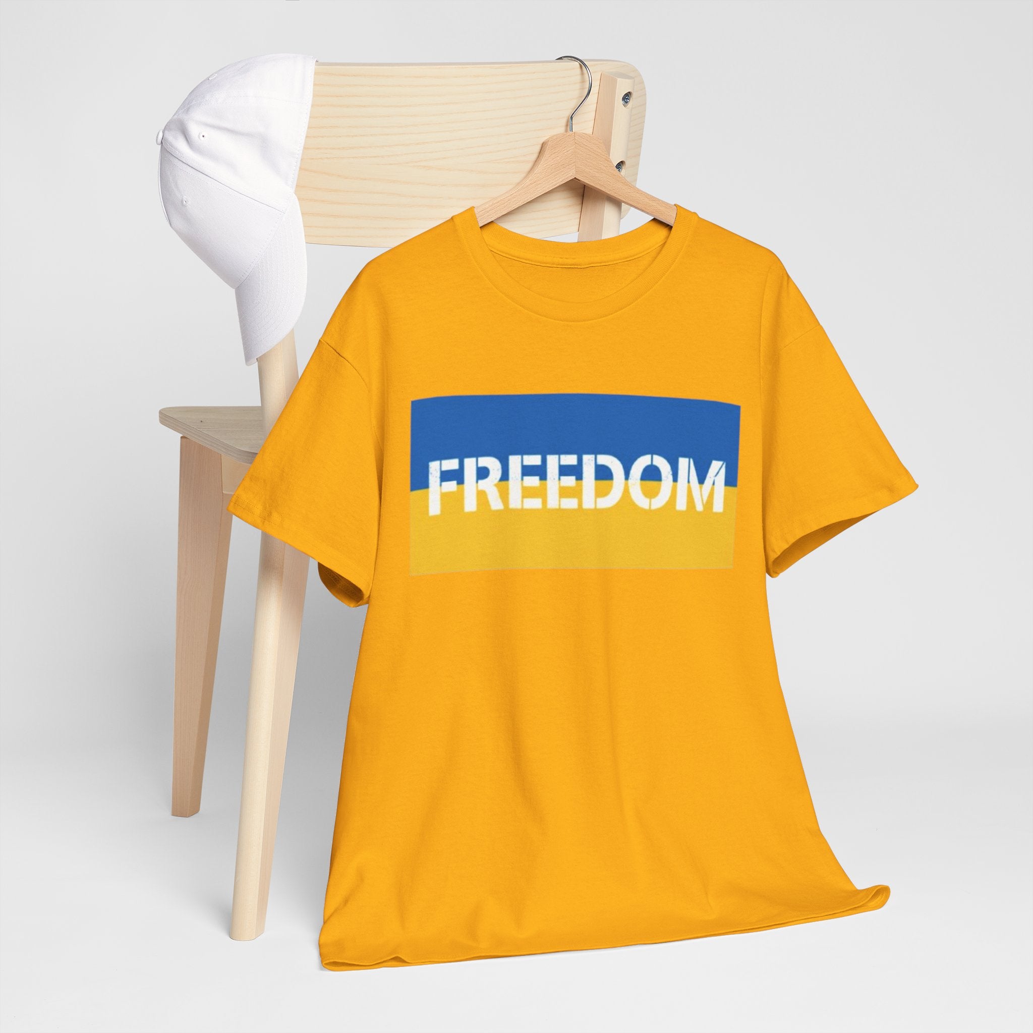 Freedom Flag T‑Shirt — Blue & Yellow Freedom Graphic Tee