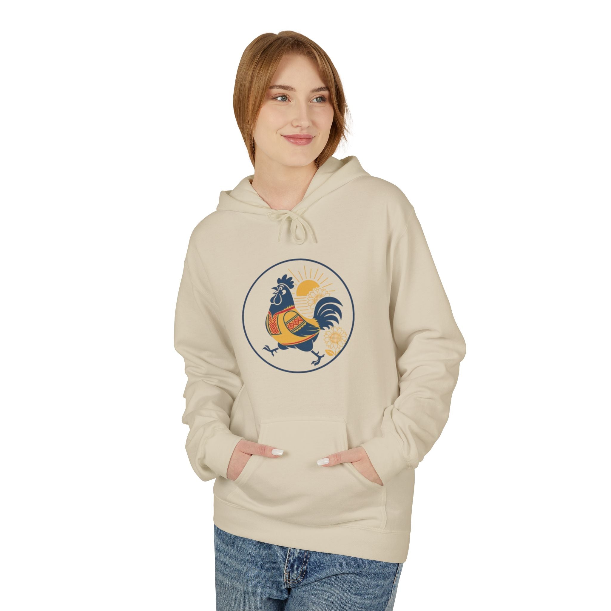 Rooster Circle Graphic Hoodie — Vintage Farmhouse Rooster Pullover