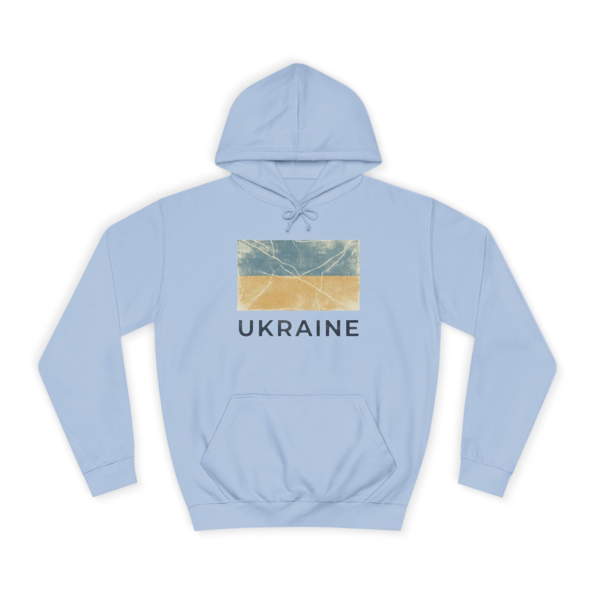 Ukraine Flag Hoodie – Distressed Blue & Yellow Support Pullover