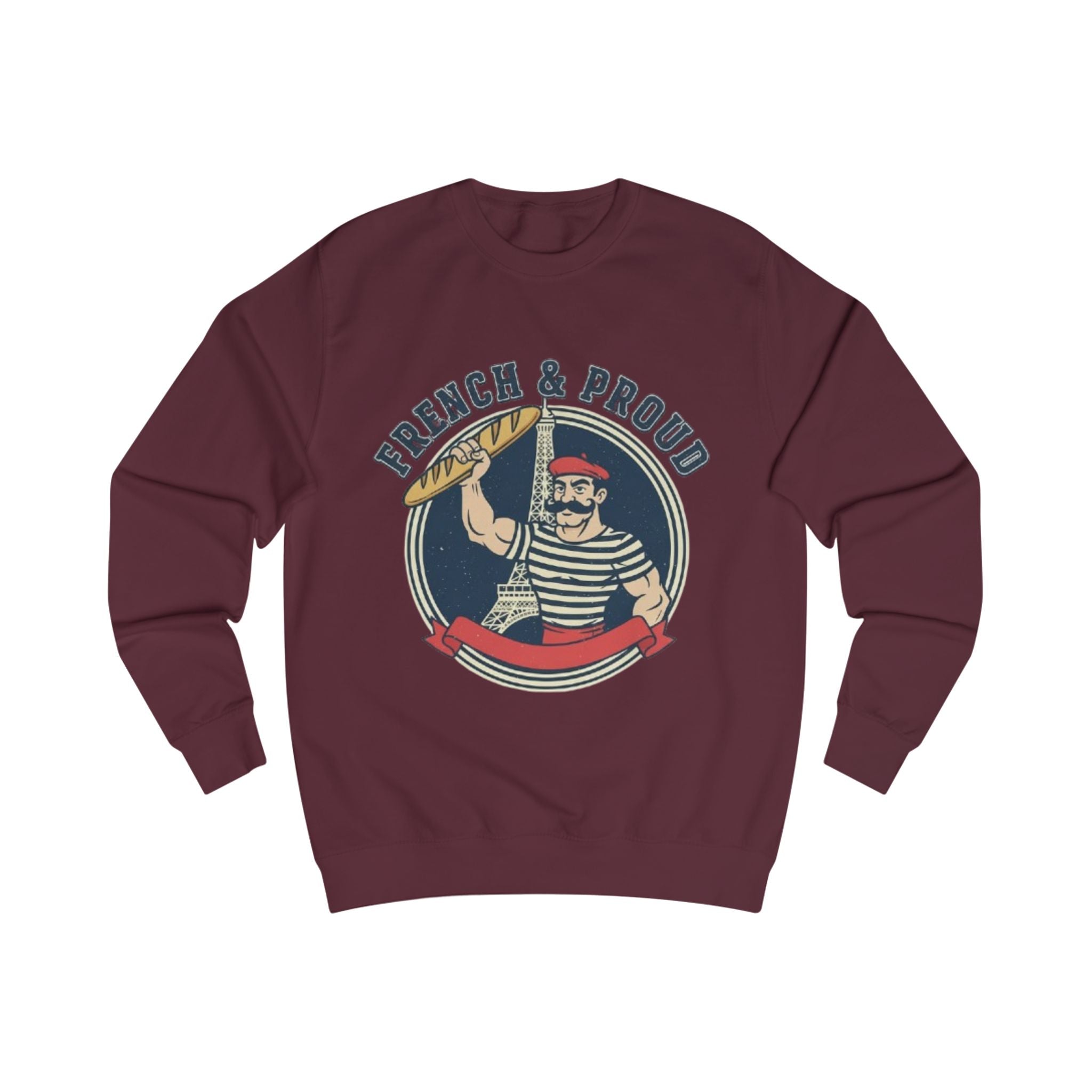 French & Proud Sweatshirt — Retro Baguette Marseille Crewneck for France Pride