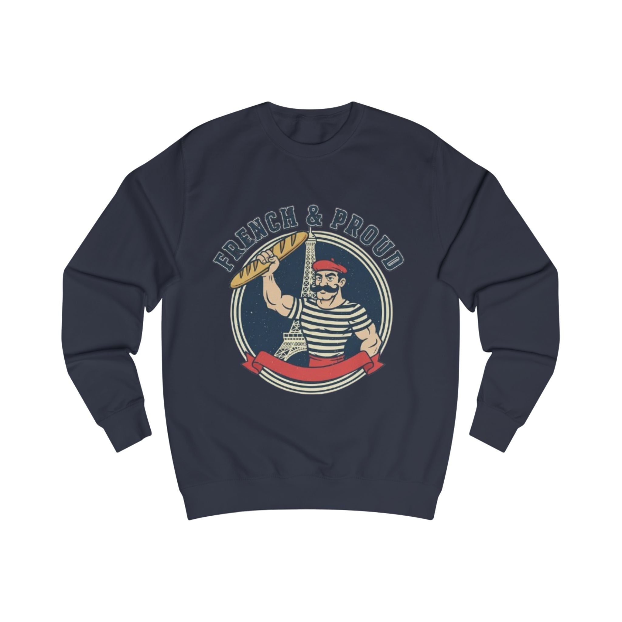 French & Proud Sweatshirt — Retro Baguette Marseille Crewneck for France Pride