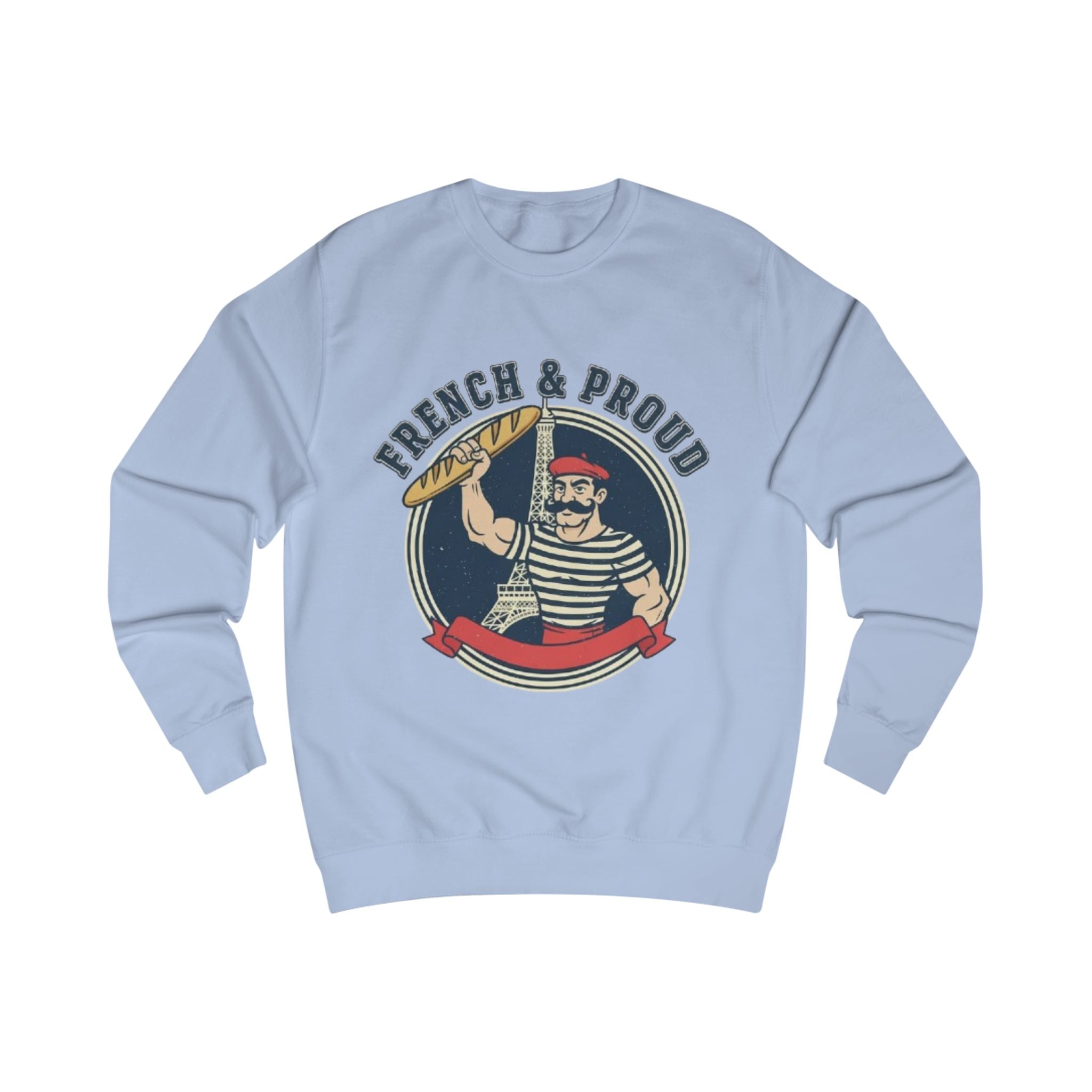 French & Proud Sweatshirt — Retro Baguette Marseille Crewneck for France Pride