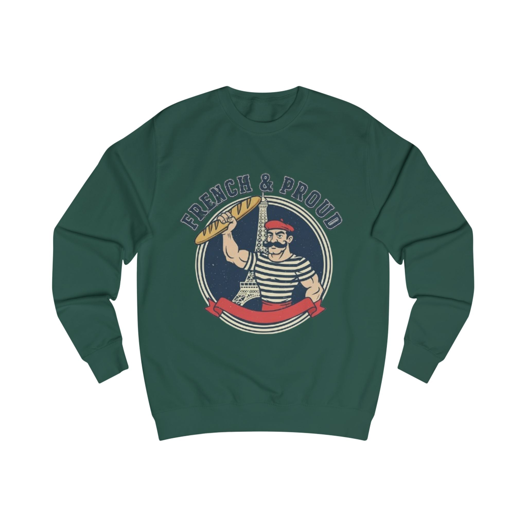 French & Proud Sweatshirt — Retro Baguette Marseille Crewneck for France Pride