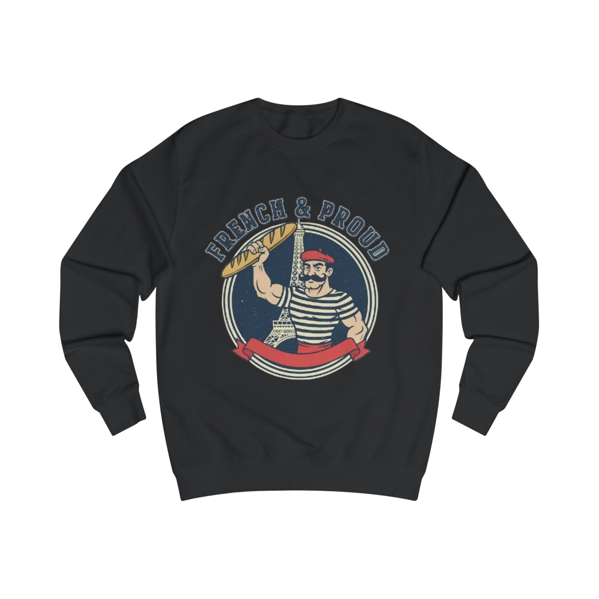 French & Proud Sweatshirt — Retro Baguette Marseille Crewneck for France Pride