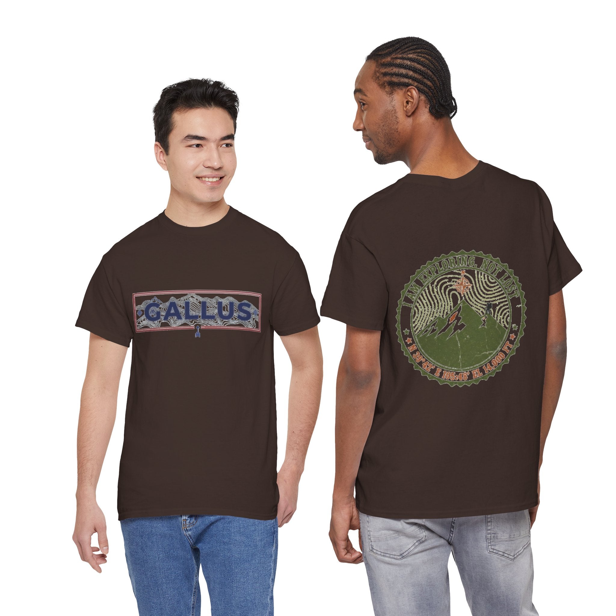 Adventure Logo Tee — "GALLUS" Mountain Badge Shirt (Exploring Not Lost)