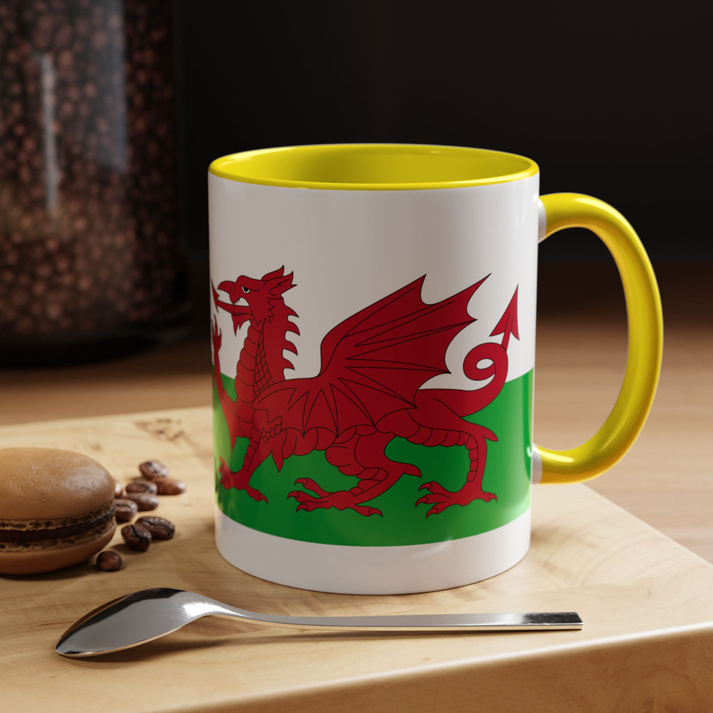 Wales Flag Accent Coffee Mug (11/15oz) – Red Welsh Dragon Tea & Coffee Cup