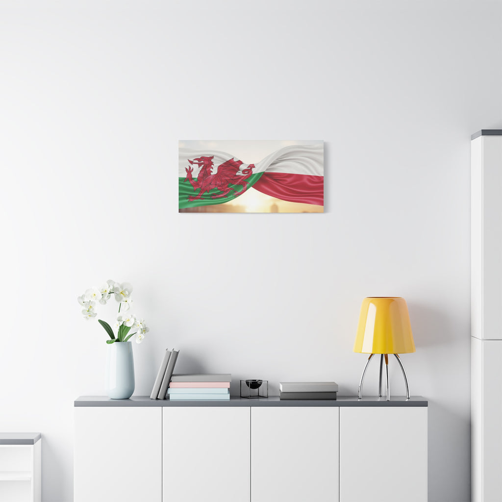 Welsh & Polish Flag Canvas Print — Stretched Matte Wall Art