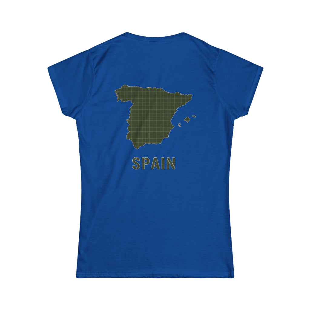 Spain Map Women's Tee — Olive Grid Map Graphic Shirt
