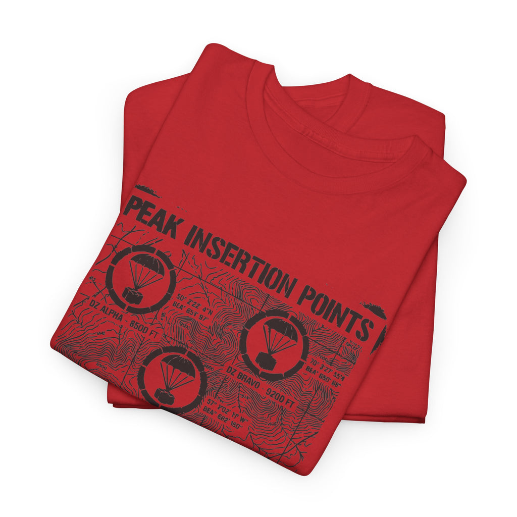 Retro Mountain Schematic Graphic T-Shirt — Technical Diagram Hiking Tee