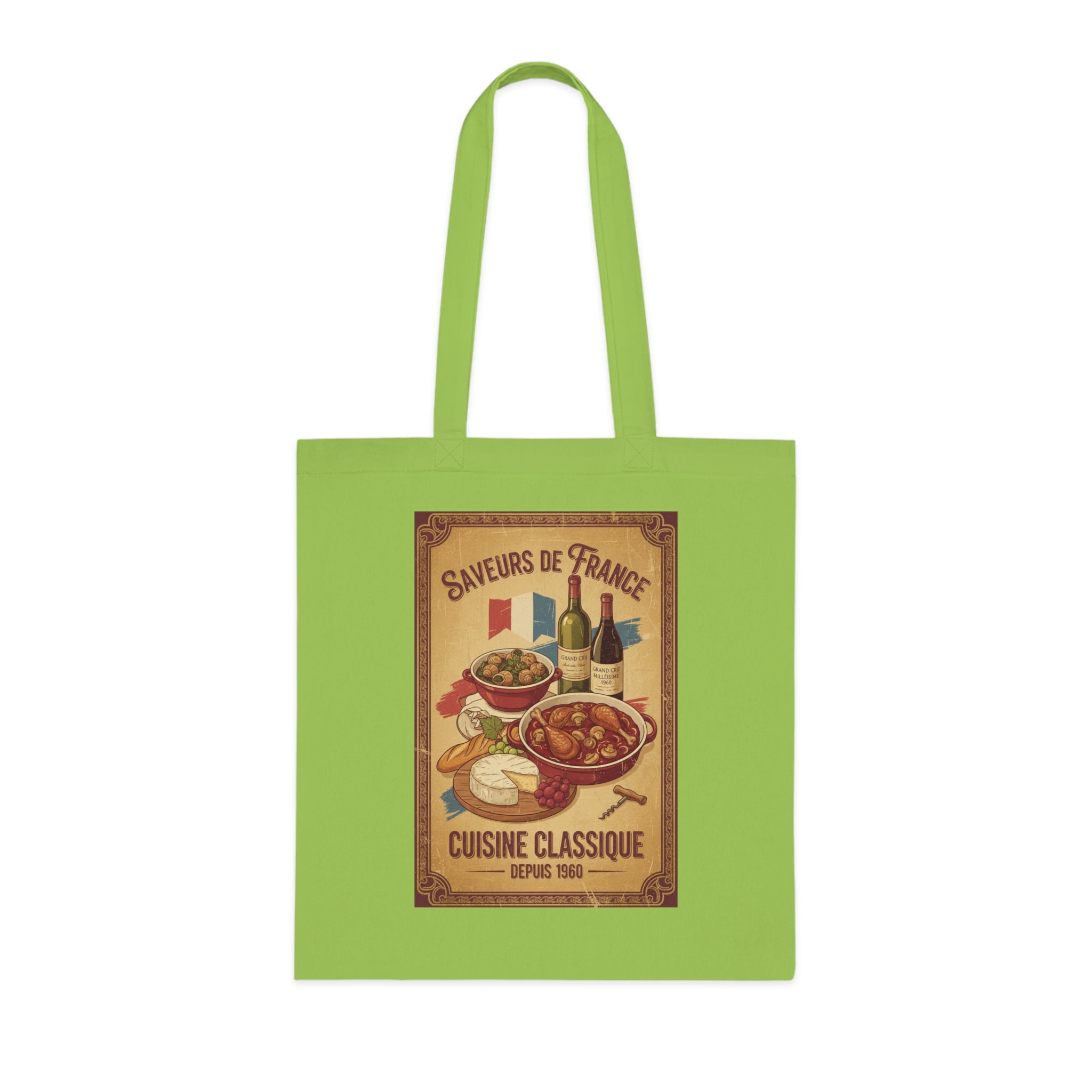 French Cuisine Tote Bag — 'Saveurs de France: Cuisine Classique' Vintage Market Grocery Tote