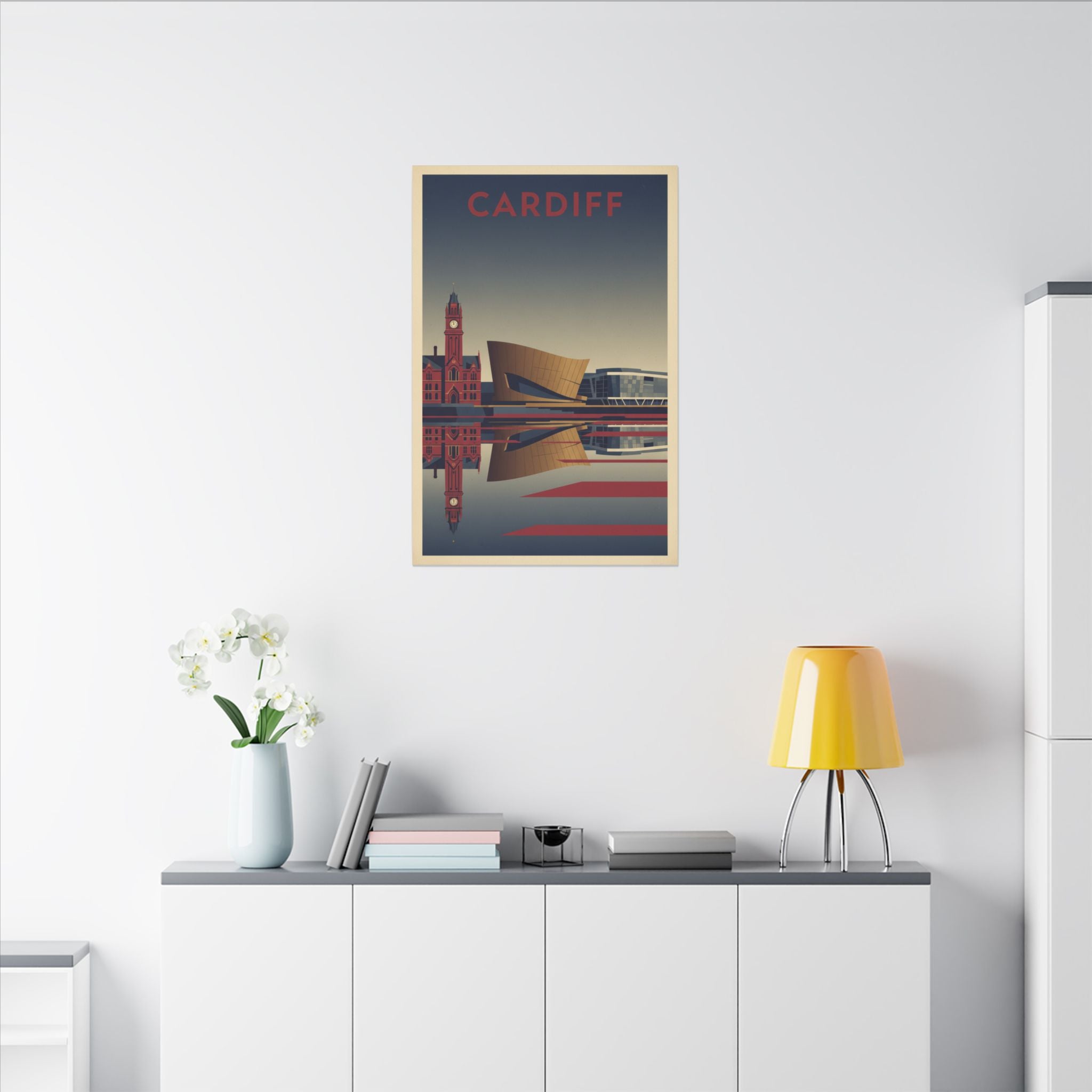 Cardiff Bay waterfront Matte Canvas Print Stretched Wall Art