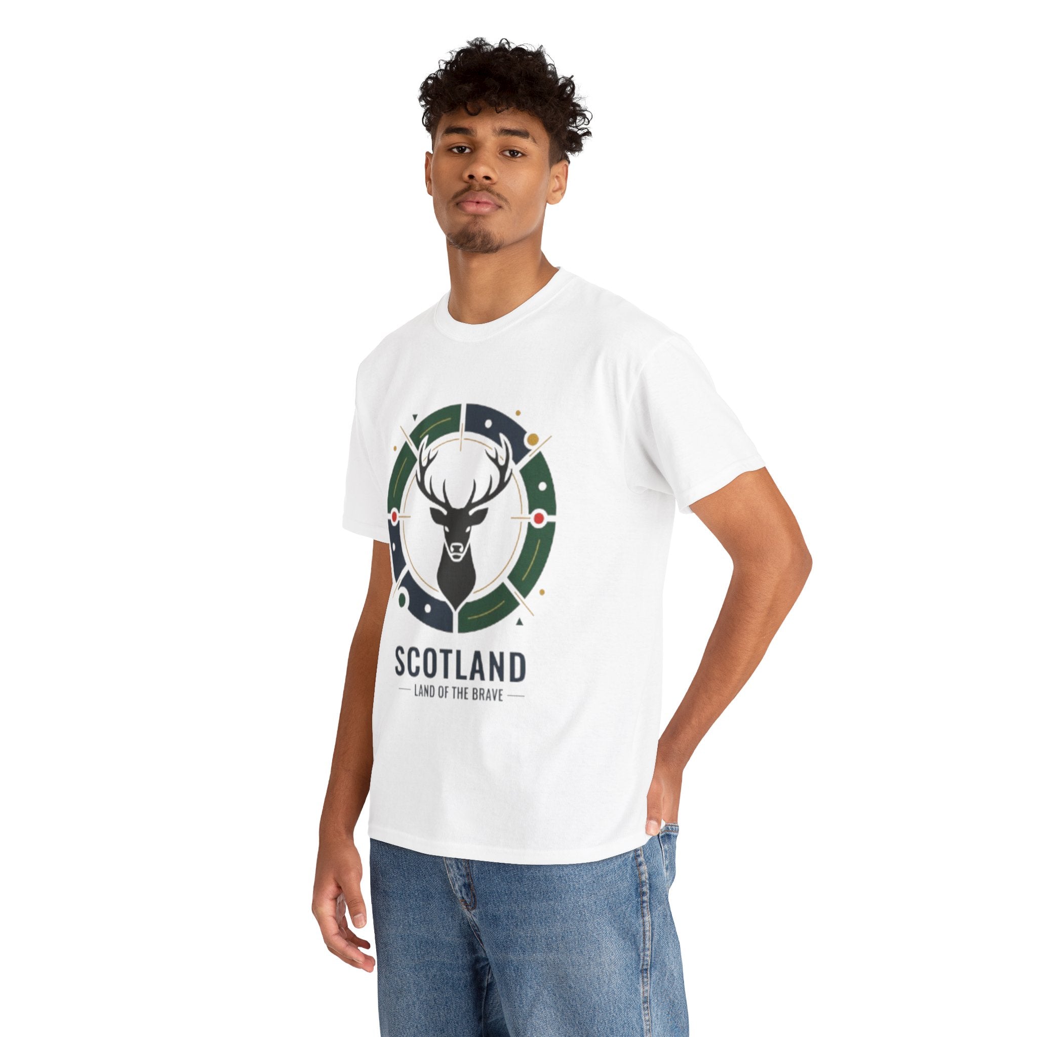 Scotland Stag Crest T‑Shirt — "Scotland: Land of the Brave" Graphic Tee