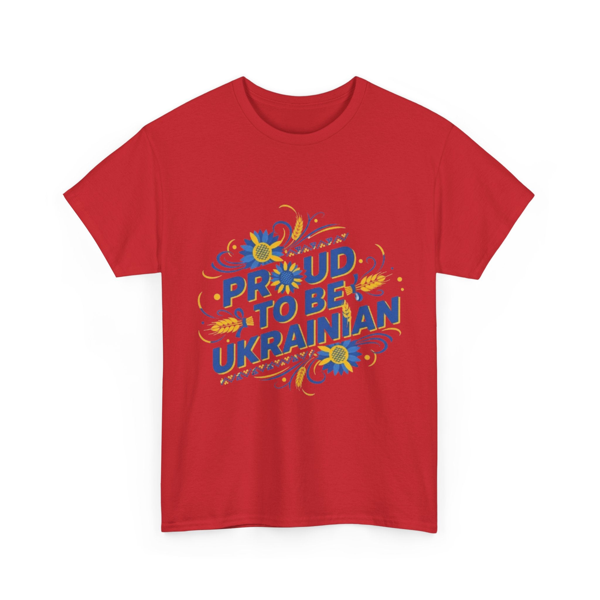 Proud to Be Ukrainian T-Shirt — Blue & Yellow Floral Pride Tee