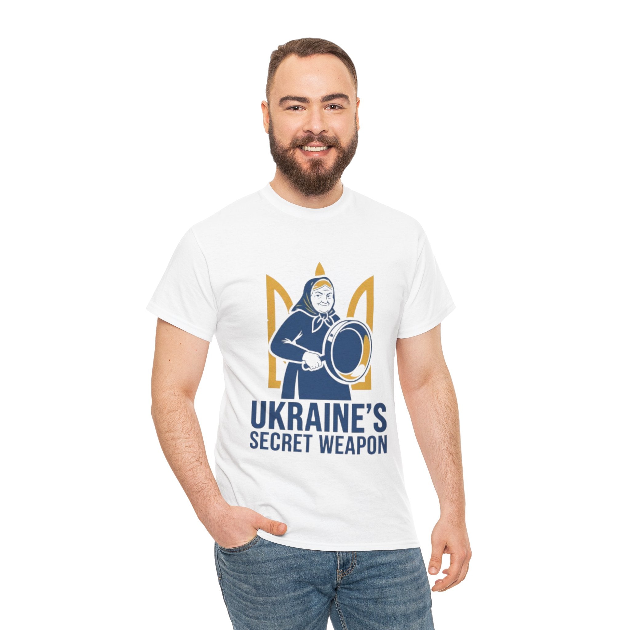T-Shirt — "Ukraine's Secret Weapon" Grandma with Pot Design