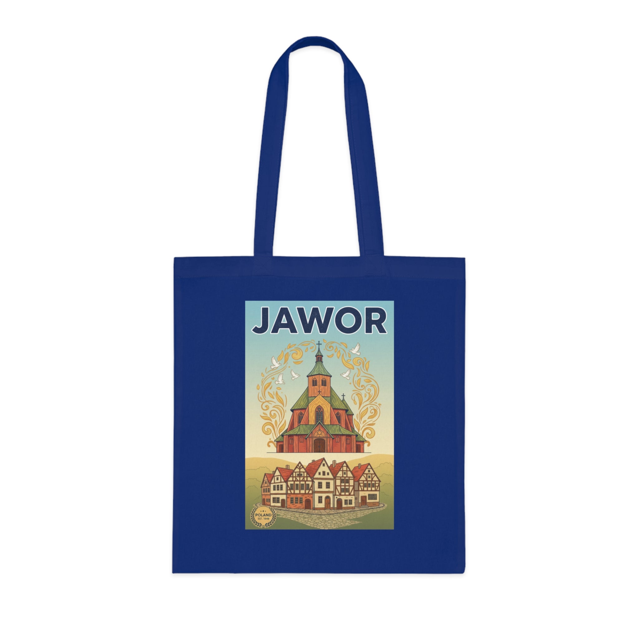 Jawor Vintage Travel Tote — Retro Polish Town Cotton Tote Bag