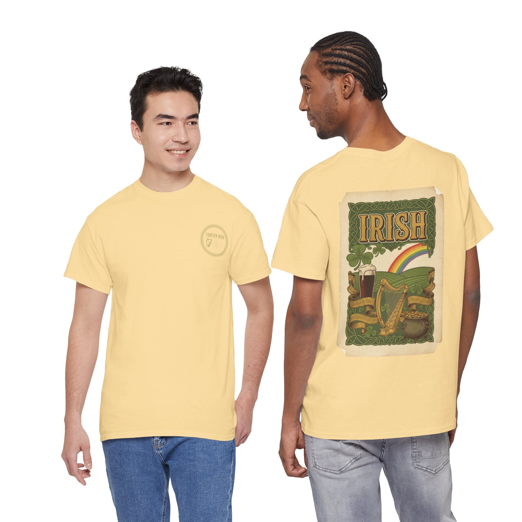 Irish Vintage Poster Tee — St. Patrick's Day Shamrock & Rainbow Graphic Shirt