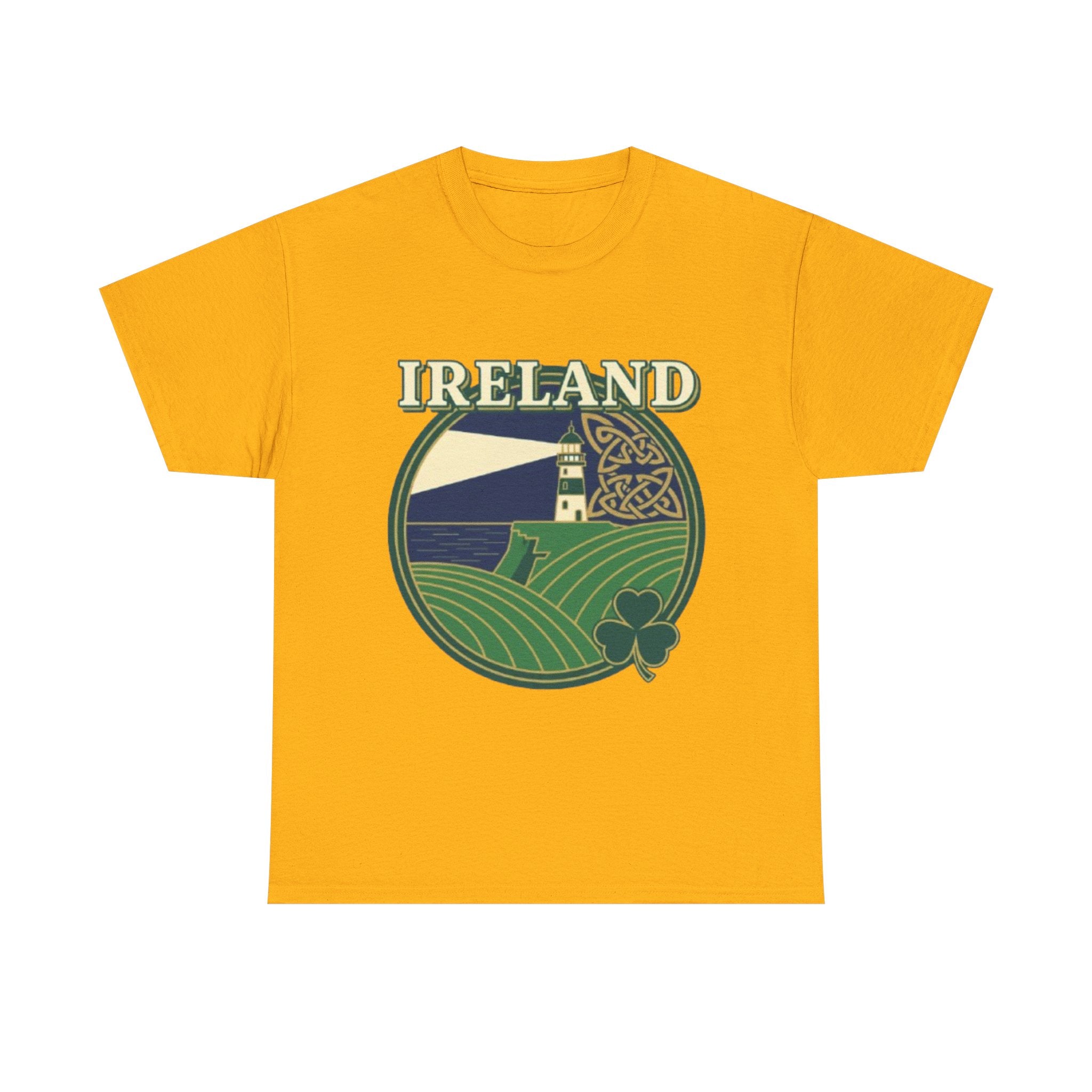 Ireland Scenic Tee — Celtic Lighthouse & Shamrock Graphic T-Shirt
