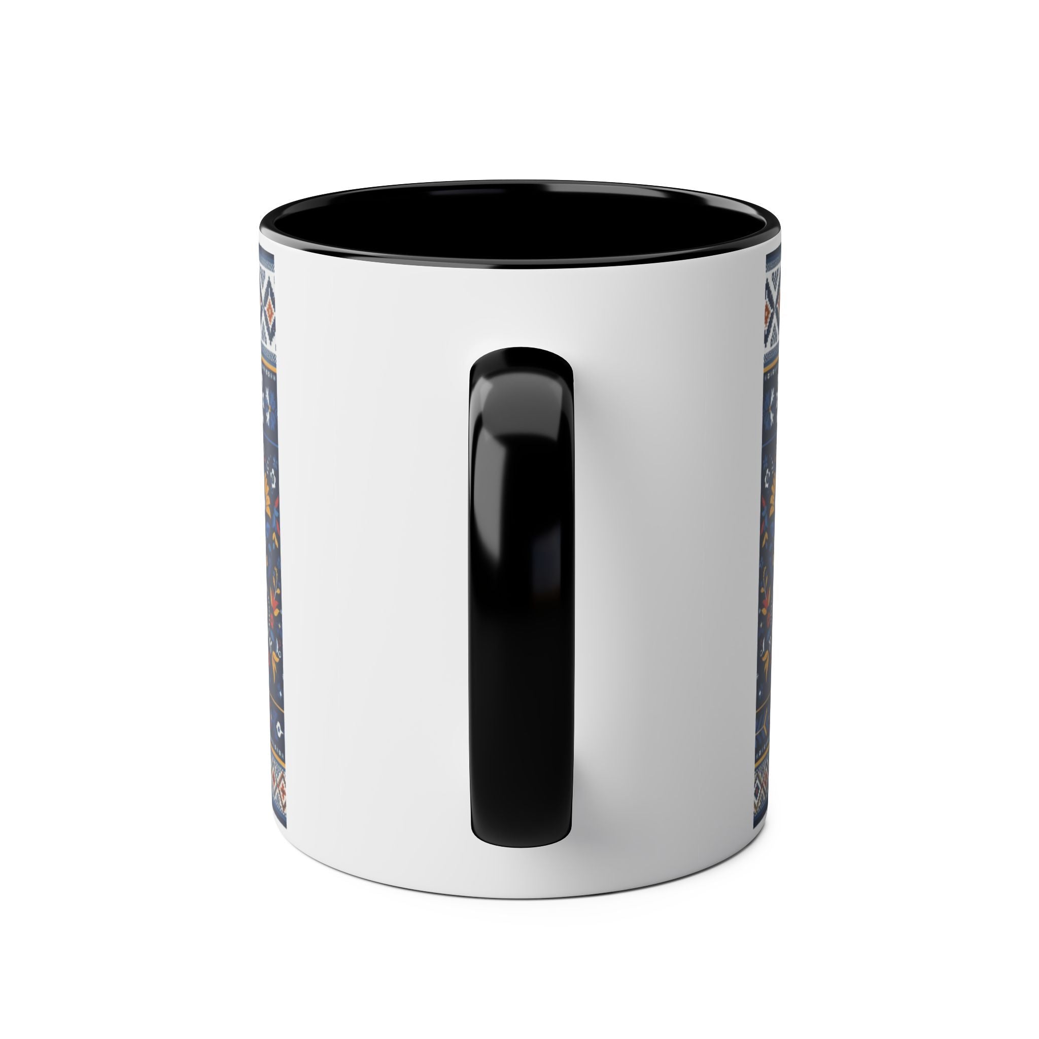 Ukraine Sunflowers Ceramic Mug — Two-Tone 11oz Coffee Cup with Ukrainian Folk Pattern